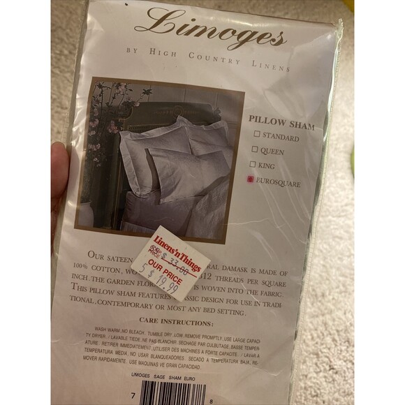 Limoges Sage Green Square Euro Shams Pillow Case New Sateen Thread 312 Count - Picture 6 of 6